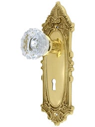 Largo Design Mortise Lock Set With Fluted Crystal Door Knobs