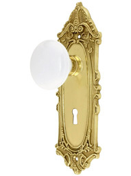 Largo Design Mortise Lock Set With White Porcelain Door Knobs