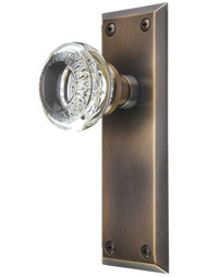 New York Door Set with Ovolo Crystal-Glass Knobs in Antique-By-Hand.