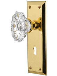 New York Door Set with Keyhole and Chateau Crystal Glass Knobs