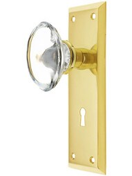 New York Style Door Set with Oval Crystal Glass Knobs