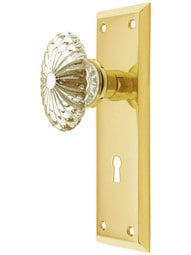 New York Style Door Set with Oval Fluted Crystal Glass Knobs