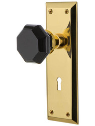 New York Door Set with Keyhole and Colored Waldorf Crystal Glass Knobs