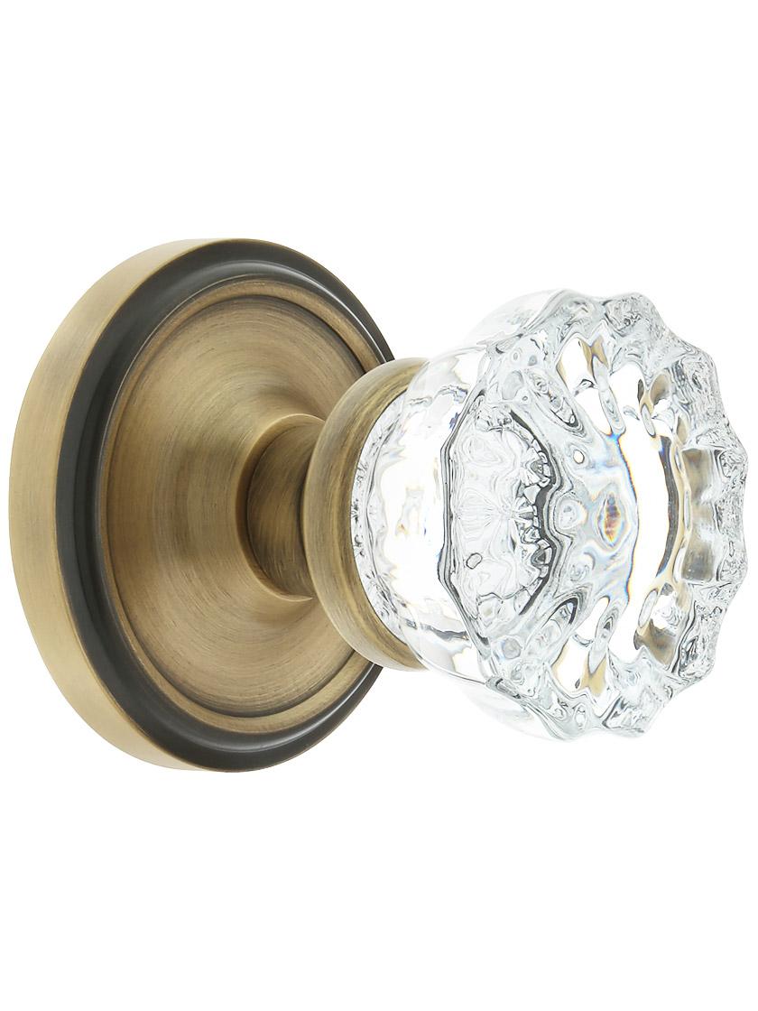 Custom Made Fluted Depression Crystal Glass Privacy Door Knob Set 2-3/4" Backset Custom Made Fluted Depression Crystal Glass Privacy Door Knob Set 2-3/4" Backset