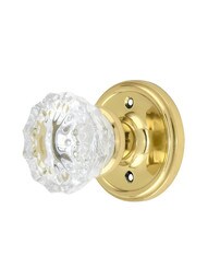 Classic Rosette Door Set With Fluted Crystal Glass Door Knobs