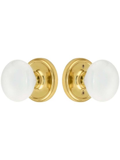 Alternate View of Classic Rosette Door Set With White Porcelain Door Knobs
