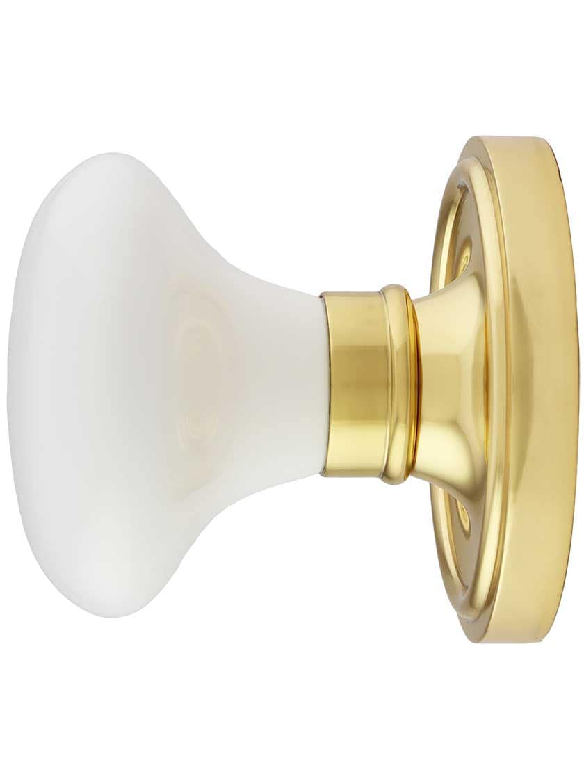 Alternate View 2 of Classic Rosette Door Set With White Porcelain Door Knobs