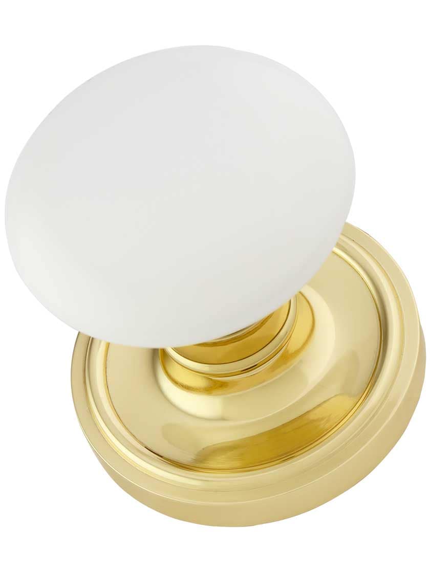 Alternate View 3 of Classic Rosette Door Set With White Porcelain Door Knobs