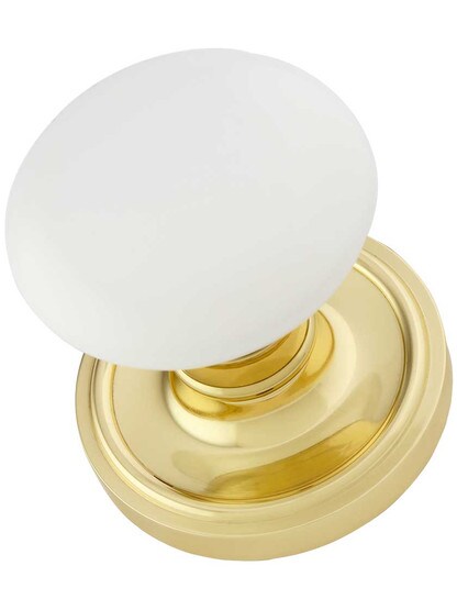 Alternate View 3 of Classic Rosette Door Set With White Porcelain Door Knobs