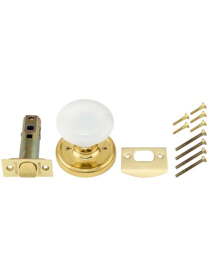 Alternate View 4 of Classic Rosette Door Set With White Porcelain Door Knobs