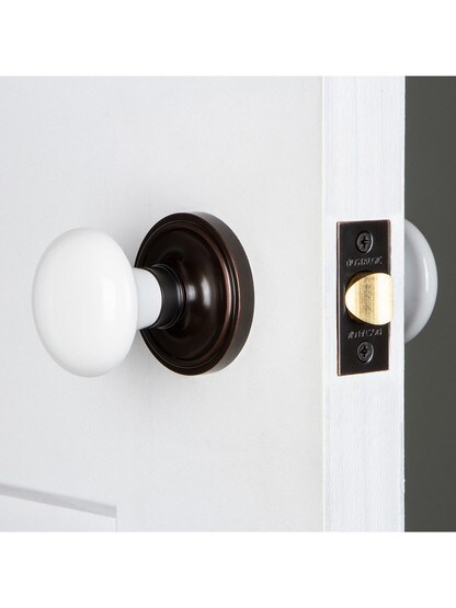 Classic Rosette Door Set With White Porcelain Door Knobs
