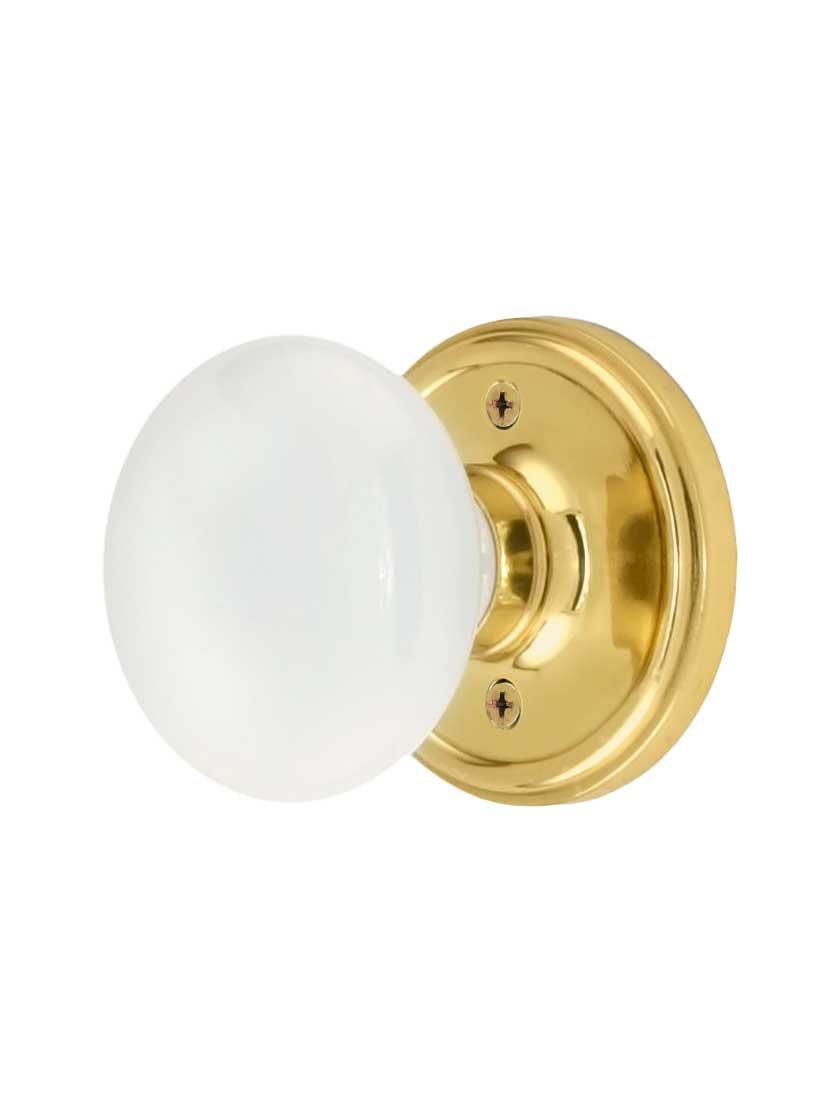 Classic Rosette Door Set With White Porcelain Door Knobs | House of ...