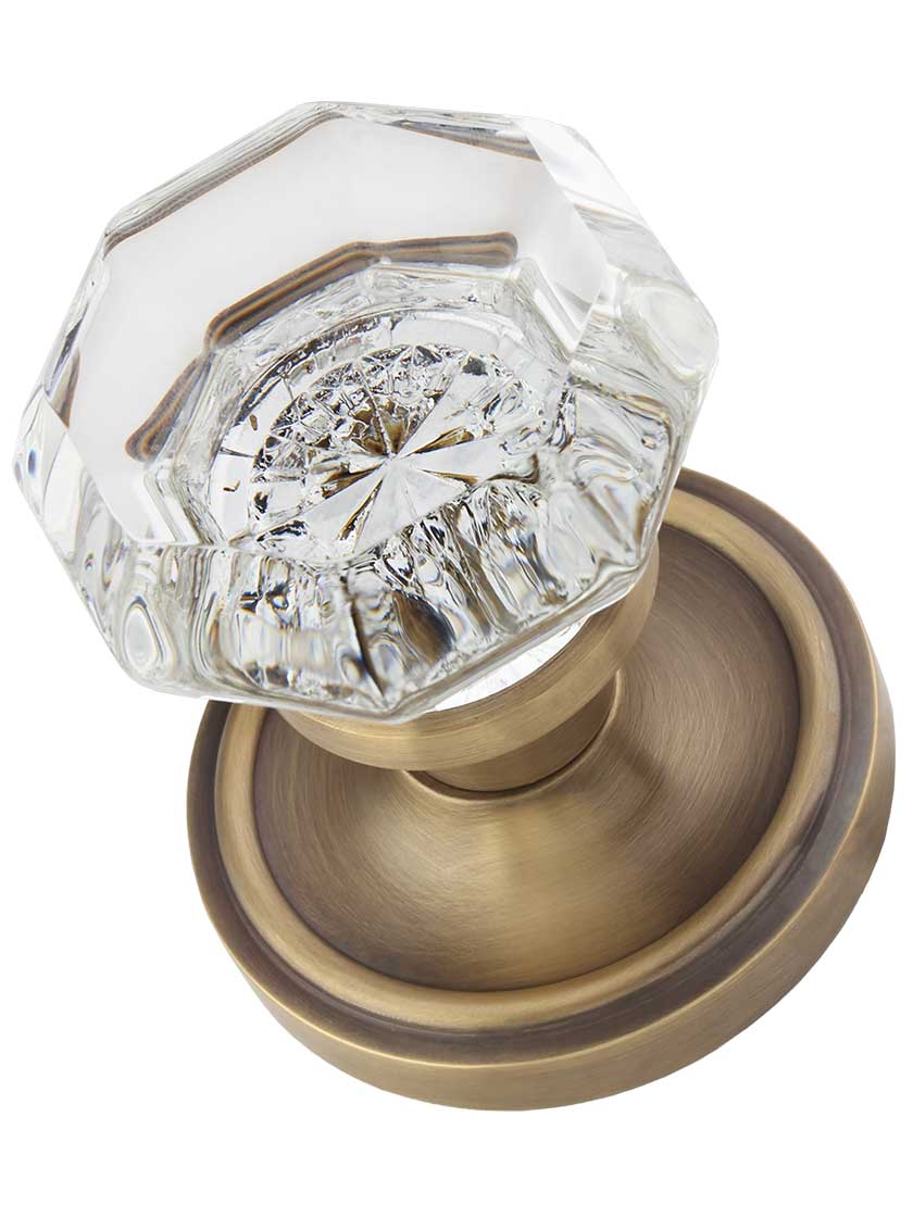 Alternate View 3 of Classic Rosette Door Set with Waldorf Crystal Glass Knobs in Antique-By-Hand.