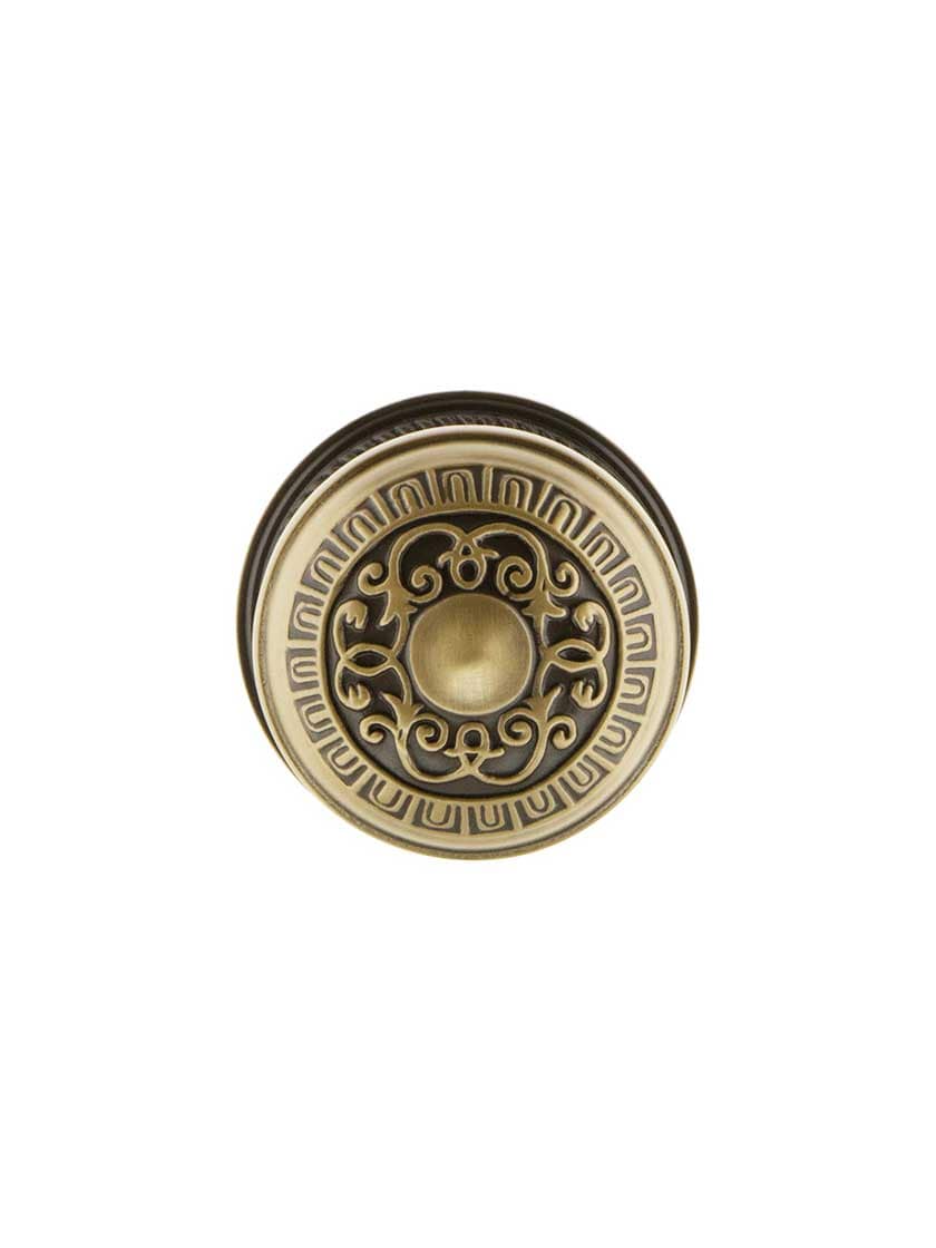Alternate View of Rope Rosette Door Set With Egg and Dart Door Knobs.