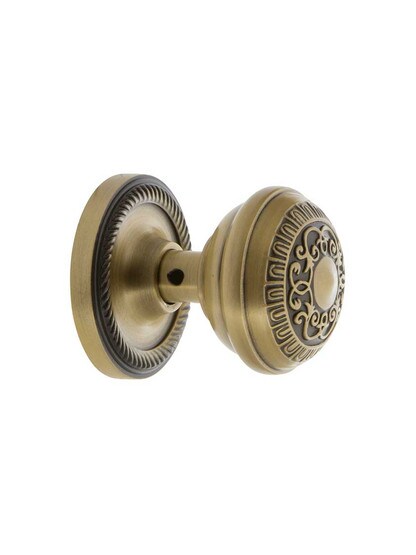 Alternate View 2 of Rope Rosette Door Set With Egg and Dart Door Knobs.