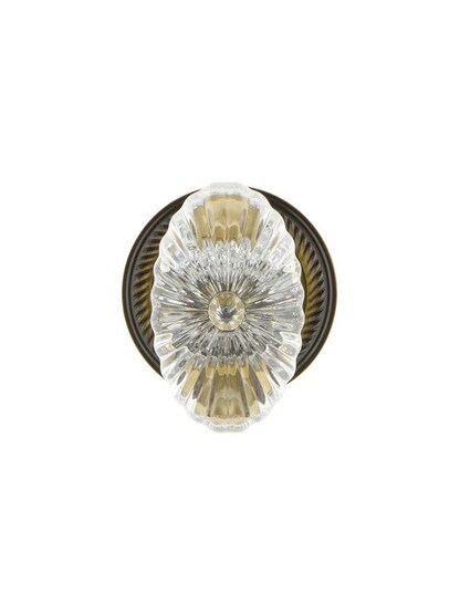 Alternate View of Rope Rosette Door Set with Oval Fluted Crystal Glass Knobs.
