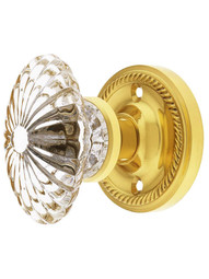 Rope Rosette Door Set with Oval Fluted Crystal Glass Knobs.