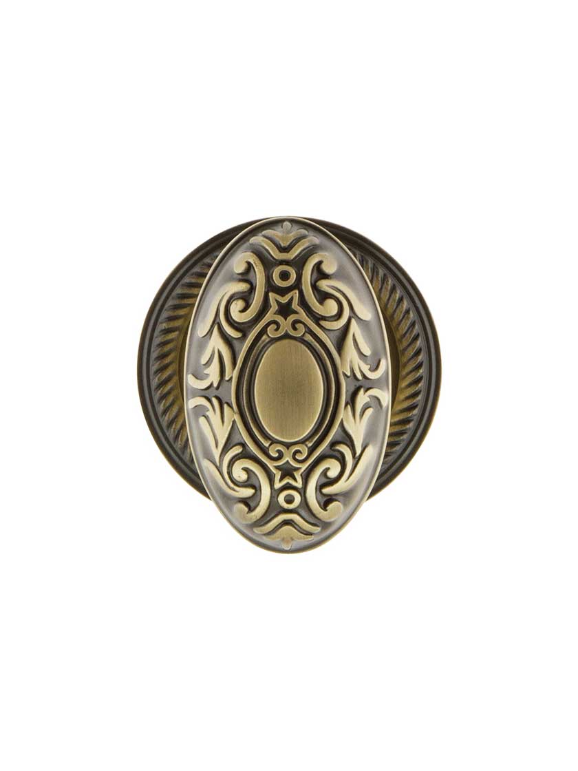 Alternate View of Rope Rosette Door Set With Decorative Oval Knobs.