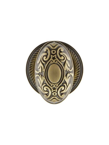 Alternate View of Rope Rosette Door Set With Decorative Oval Knobs.