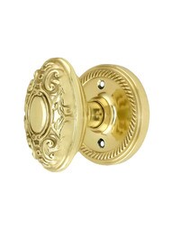 Rope Rosette Door Set With Decorative Oval Knobs.