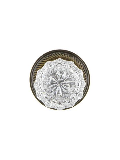 Alternate View of Fluted Crystal Glass Door Knob Set with Rope Design Rosettes