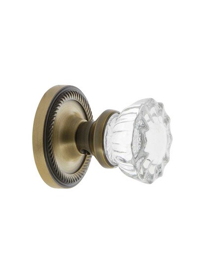 Alternate View 2 of Fluted Crystal Glass Door Knob Set with Rope Design Rosettes
