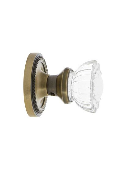 Alternate View 3 of Fluted Crystal Glass Door Knob Set with Rope Design Rosettes