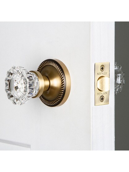 Rope Rosette Door Set With Fluted Crystal Glass Door Knobs