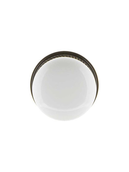 Alternate View of White Porcelain Doorknob Set with Rope Design Rosettes
