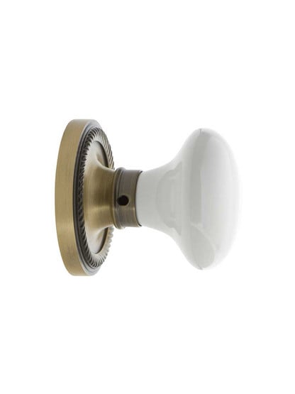 Alternate View 3 of White Porcelain Doorknob Set with Rope Design Rosettes