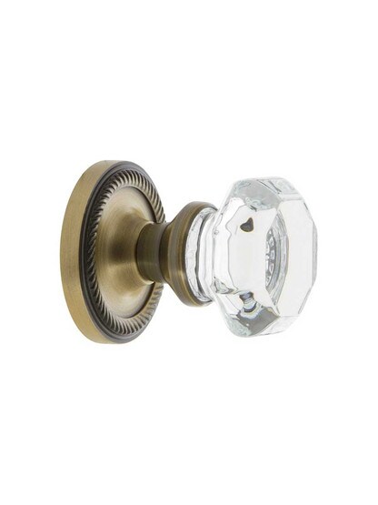 Alternate View 2 of Waldorf Crystal Glass Door Knob Set with Rope Rosettes