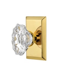 New York Rosette Door Set with Chateau Crystal Glass Knobs.