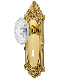 Victorian Door Set with Keyhole and Matching Crystal-Glass Knobs.