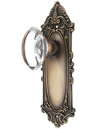 Largo Door Set with Oval Crystal Glass Knobs in Antique-By-Hand