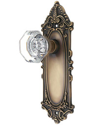 Largo Door Set with Waldorf Crystal Glass Knobs in Antique-By-Hand.