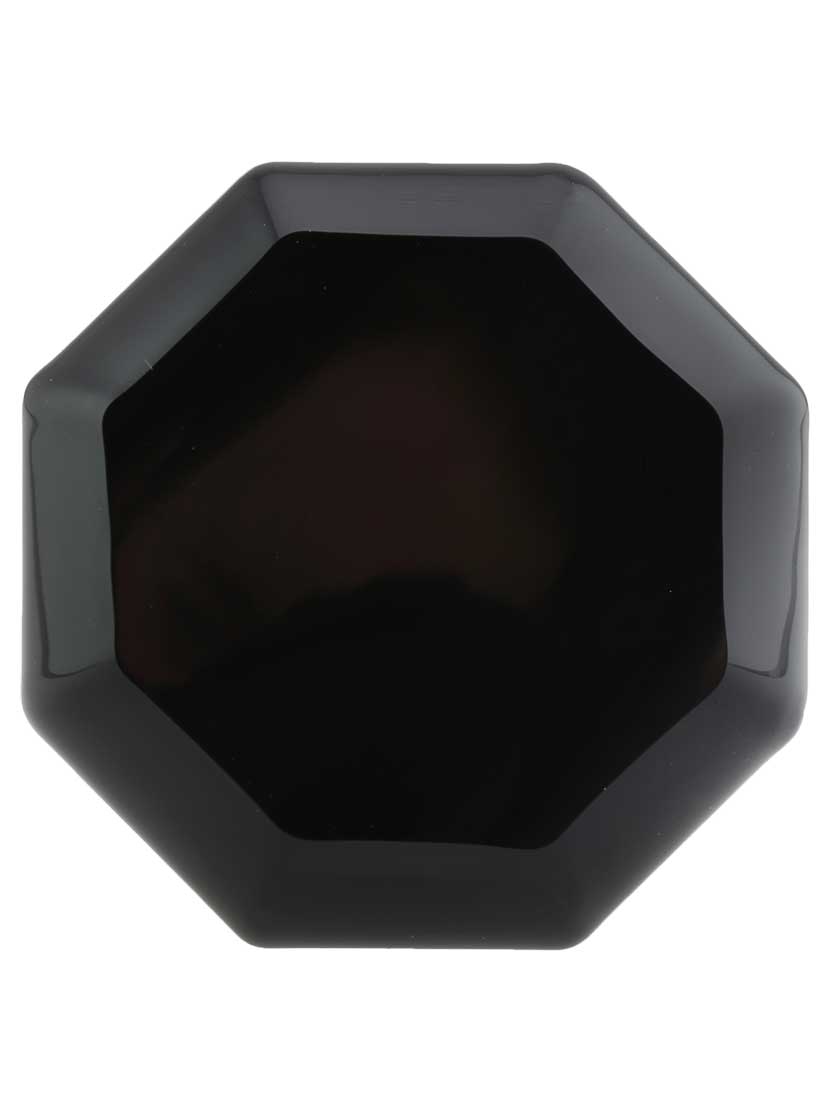 Pair of Black Octagonal Crystal-Glass Door Knobs