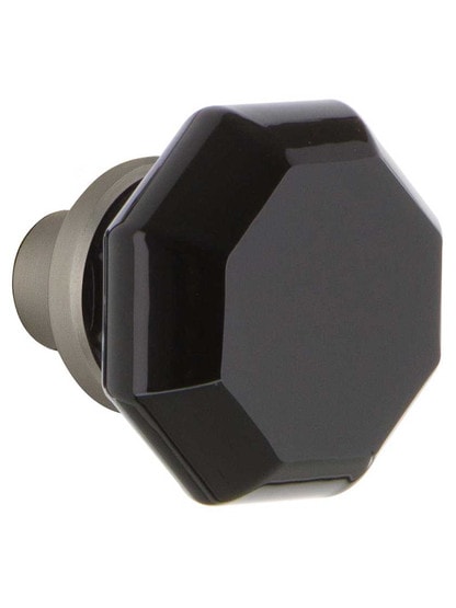 Alternate View 2 of Pair of Black Octagonal Crystal Glass Door Knobs.