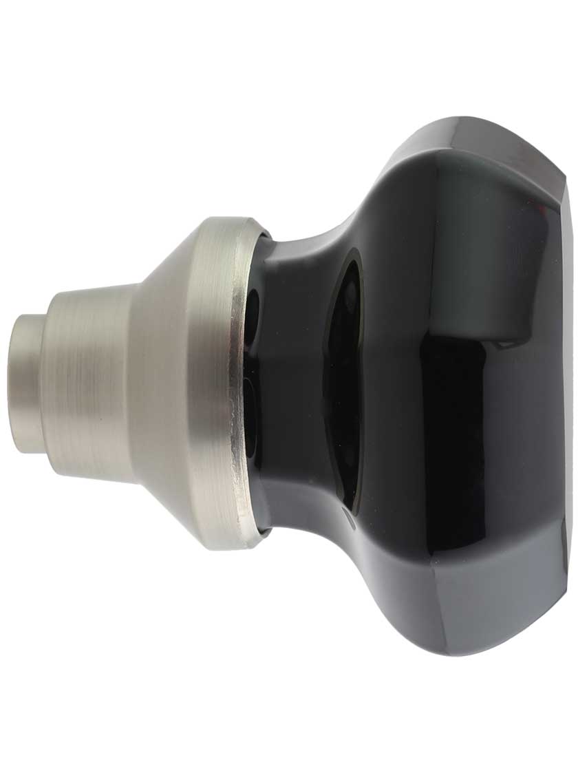 Alternate View 3 of Pair of Black Octagonal Crystal Glass Door Knobs.