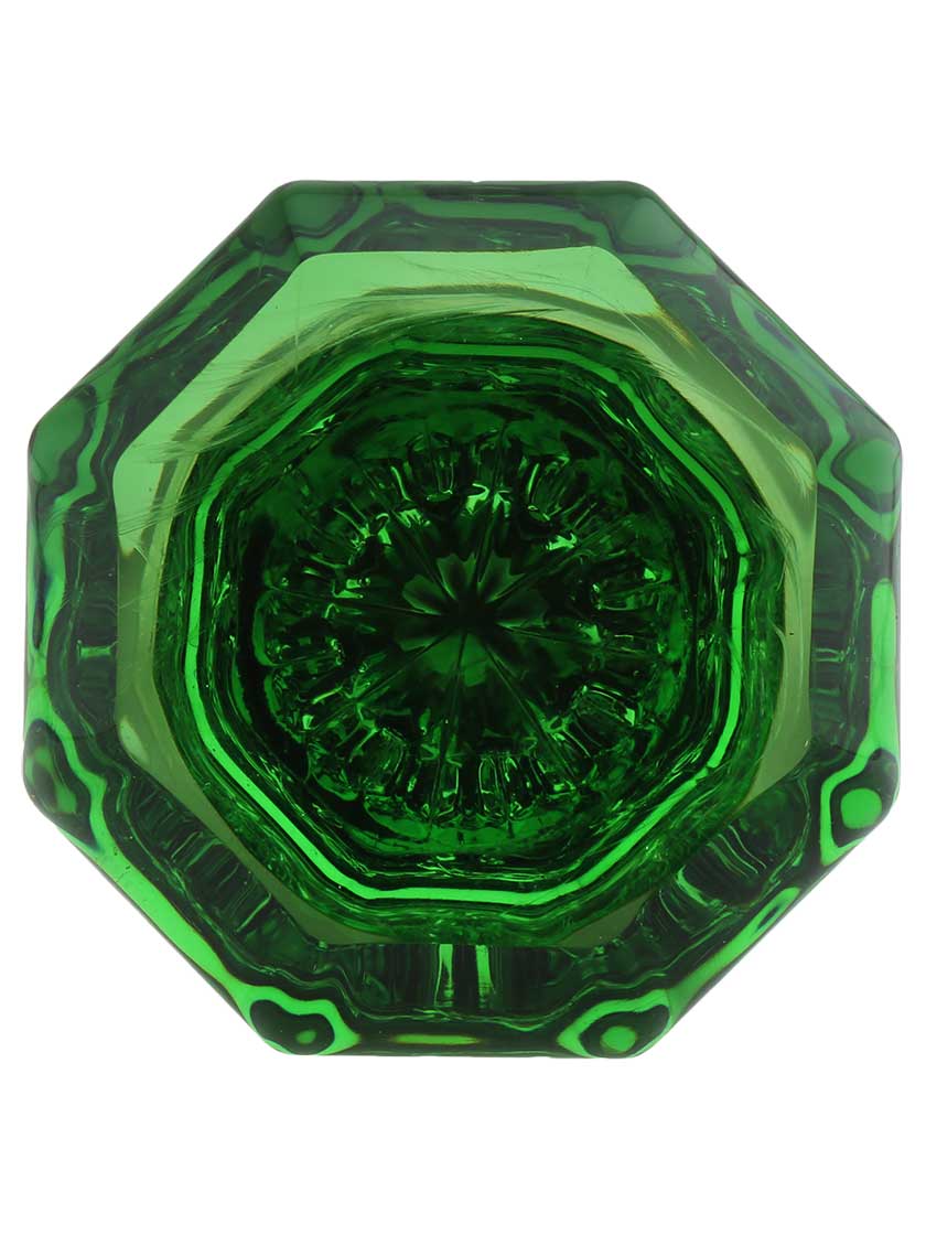 Alternate View of Pair of Emerald Octagonal Crystal Glass Door Knobs.