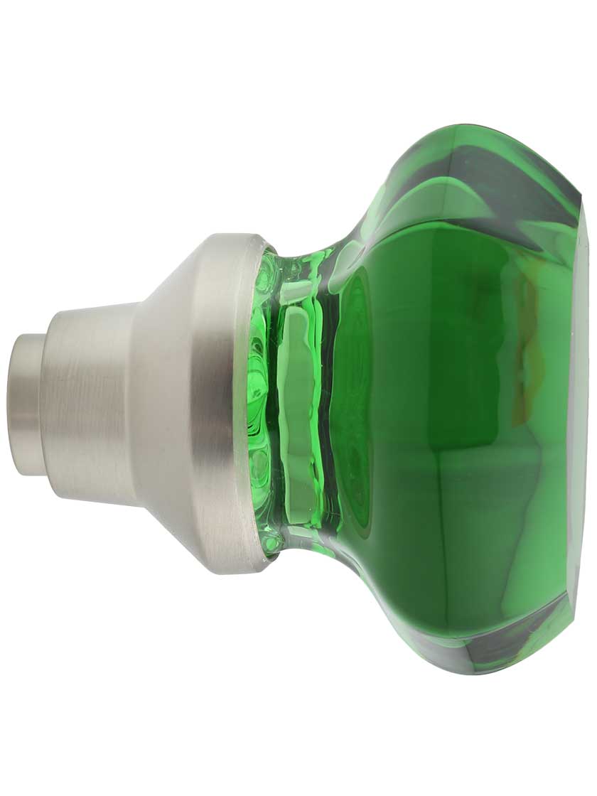 Alternate View 3 of Pair of Emerald Octagonal Crystal Glass Door Knobs.
