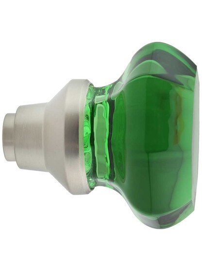 Alternate View 3 of Pair of Emerald Octagonal Crystal Glass Door Knobs.
