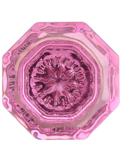 Alternate View of Pair of Pink Octagonal Crystal Glass Door Knobs.