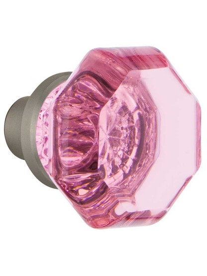 Alternate View 2 of Pair of Pink Octagonal Crystal Glass Door Knobs.