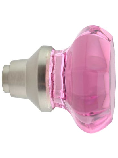 Alternate View 3 of Pair of Pink Octagonal Crystal Glass Door Knobs.