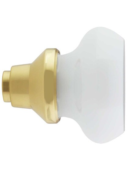 Alternate View 3 of Pair of Milk-White Octagonal Glass Door Knobs.