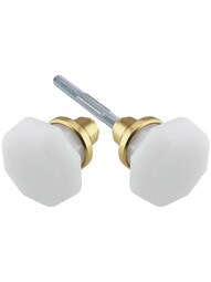 Pair of Milk-White Octagonal Glass Door Knobs.