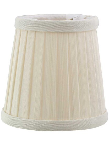 Tissue Shantung Pleated Mini Drum Shade 3 1/2-Inch Height in Eggshell Fabric.