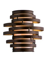 Vertigo 1-Light Wall Sconce in Bronze with Gold Leaf.