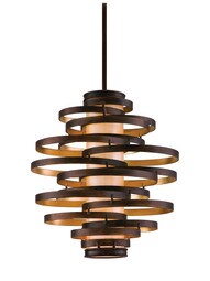 Vertigo 3-Light Pendant in Bronze with Gold Leaf.