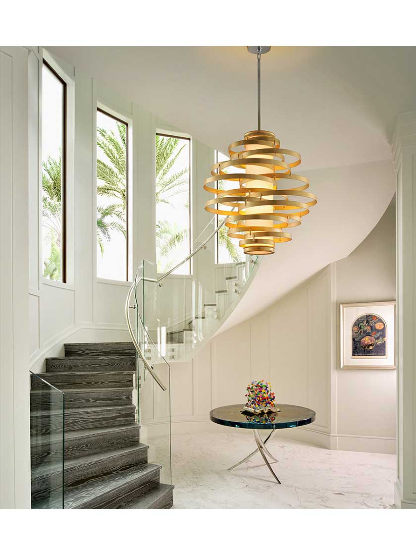 Alternate View of Vertigo 3-Light Pendant with Choice of Finish.